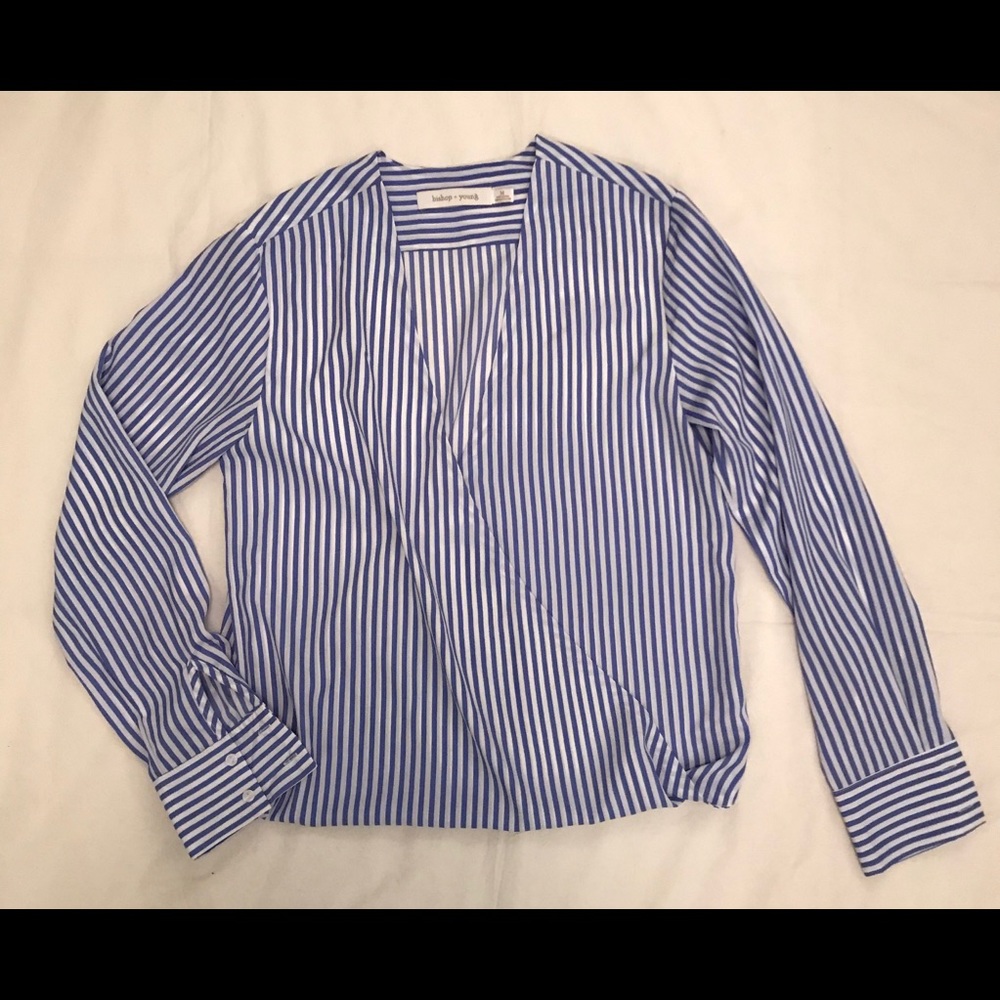 Blue Striped Long Sleeve Blouse
